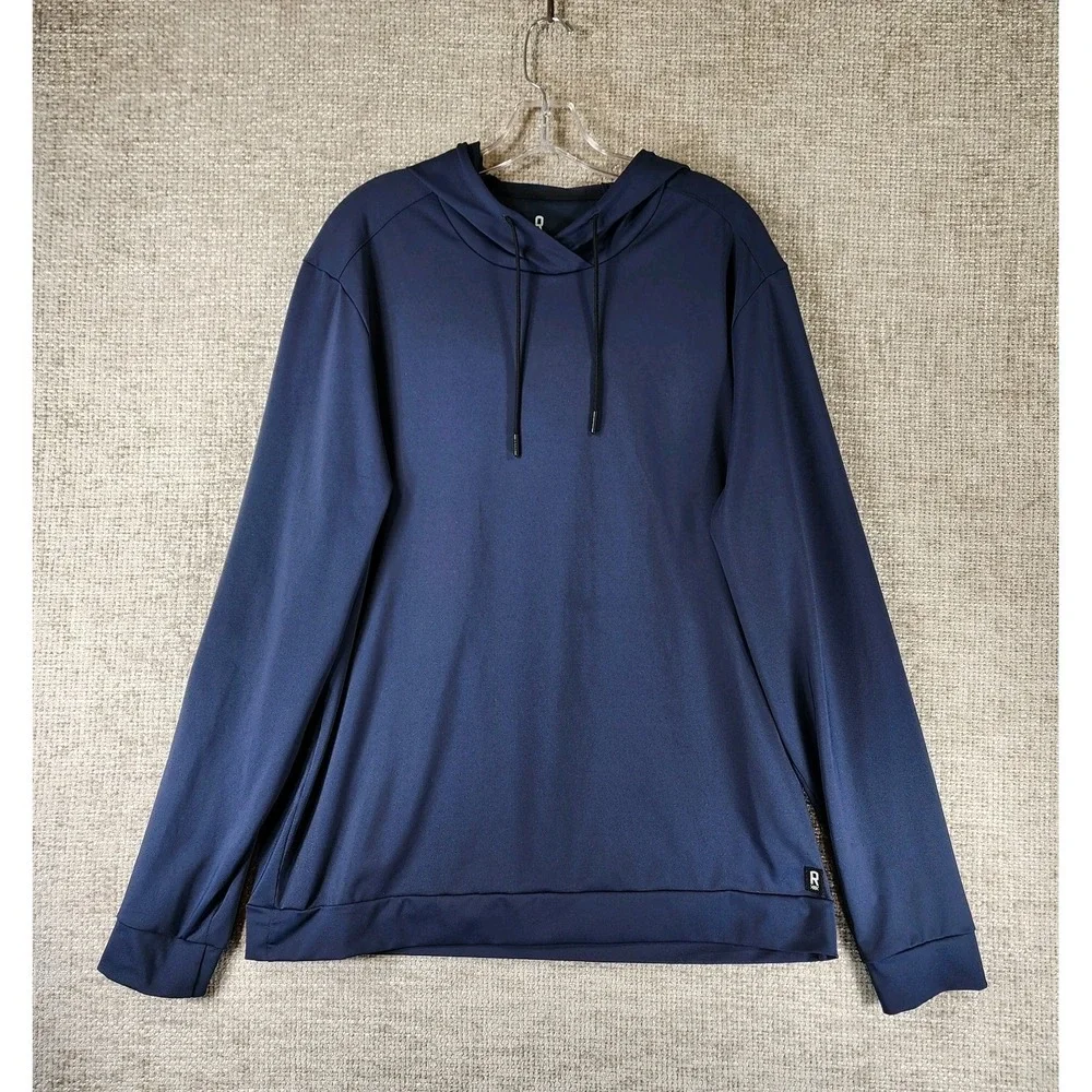 Rhone Essentials Performance Hoodie Shirt Mens‎ L Navy Pullover Midweight Nice!